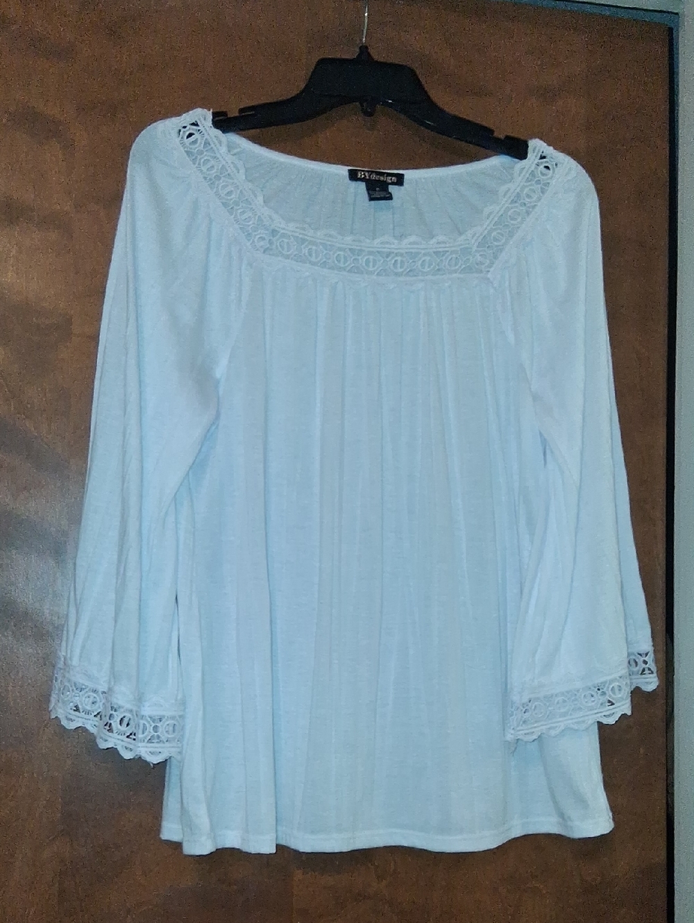 White Lace-Trim Peasant Blouse by IXI Design